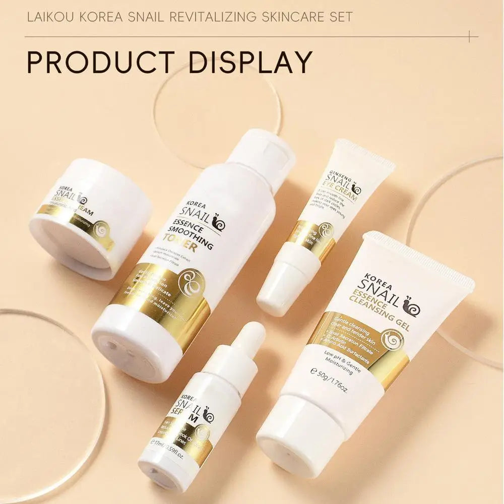 5pcs Snail Collagen Skin Care Kit Moisturising Snail Cleansing Gel, Softening Lotion, Snail Essence, Eye Cream, Snail cream