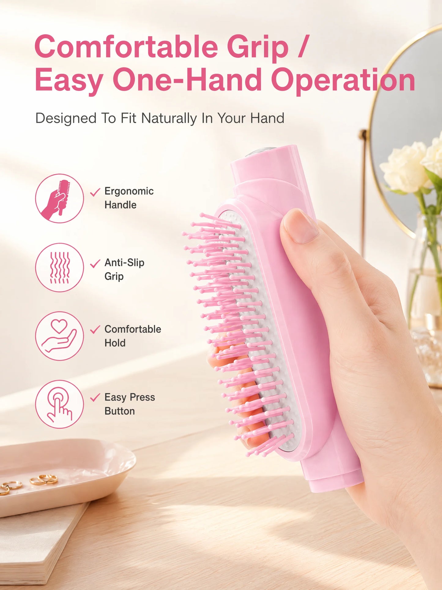 2 In 1 Spray Hair Brush Refillable Water Mist Comb Portable Detangling Scalp Massage Anti Frizz Hair Styling Travel Brush