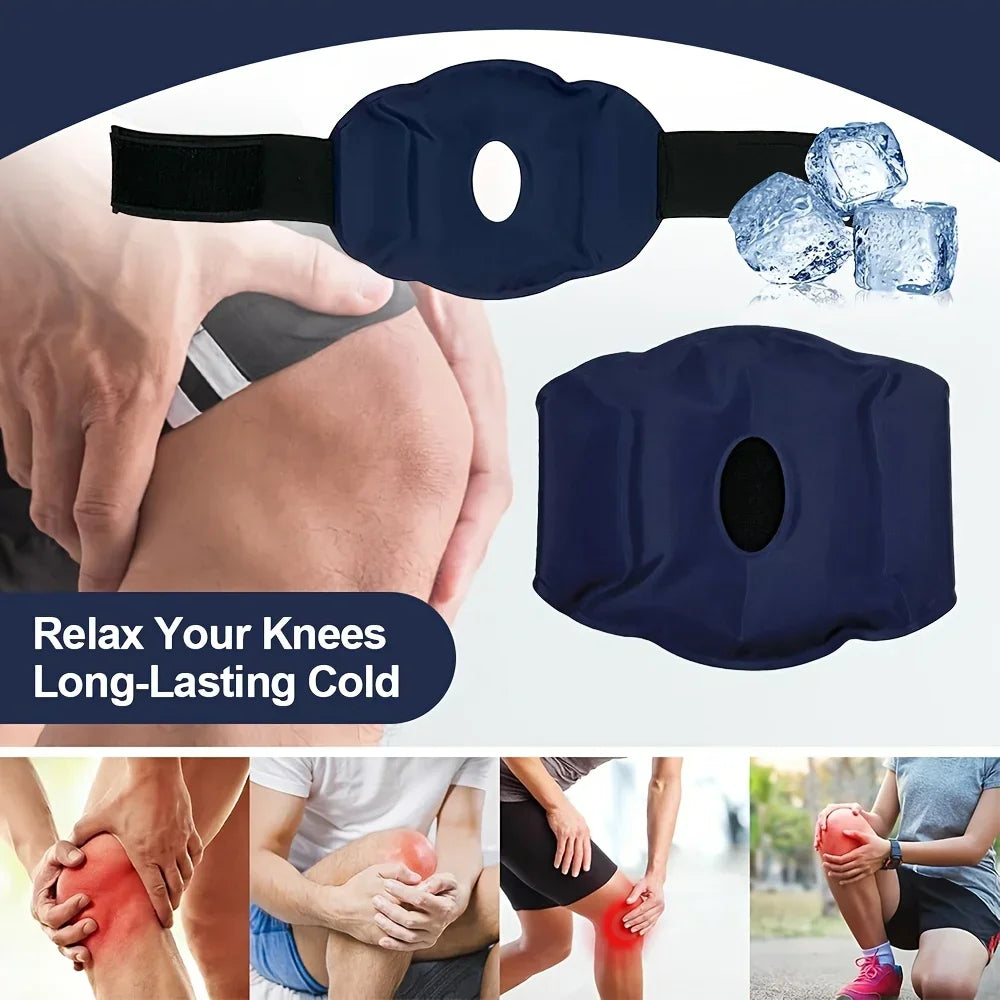 1/2pcs Gel Knee Ice Pack, Dual Temperature Hot and Cold Therapy, Reusable Nylon Compress for Joint Relief, Flexible Strap Design