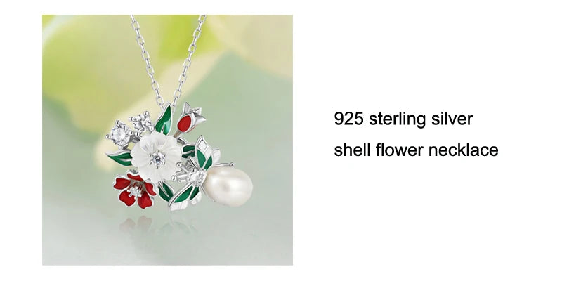 Laya 925 Sterling Silver High Quality Zircon Natural Pearl Shell Flower Leaf Enamel Drop Earrings For Women Trendy Jewelry