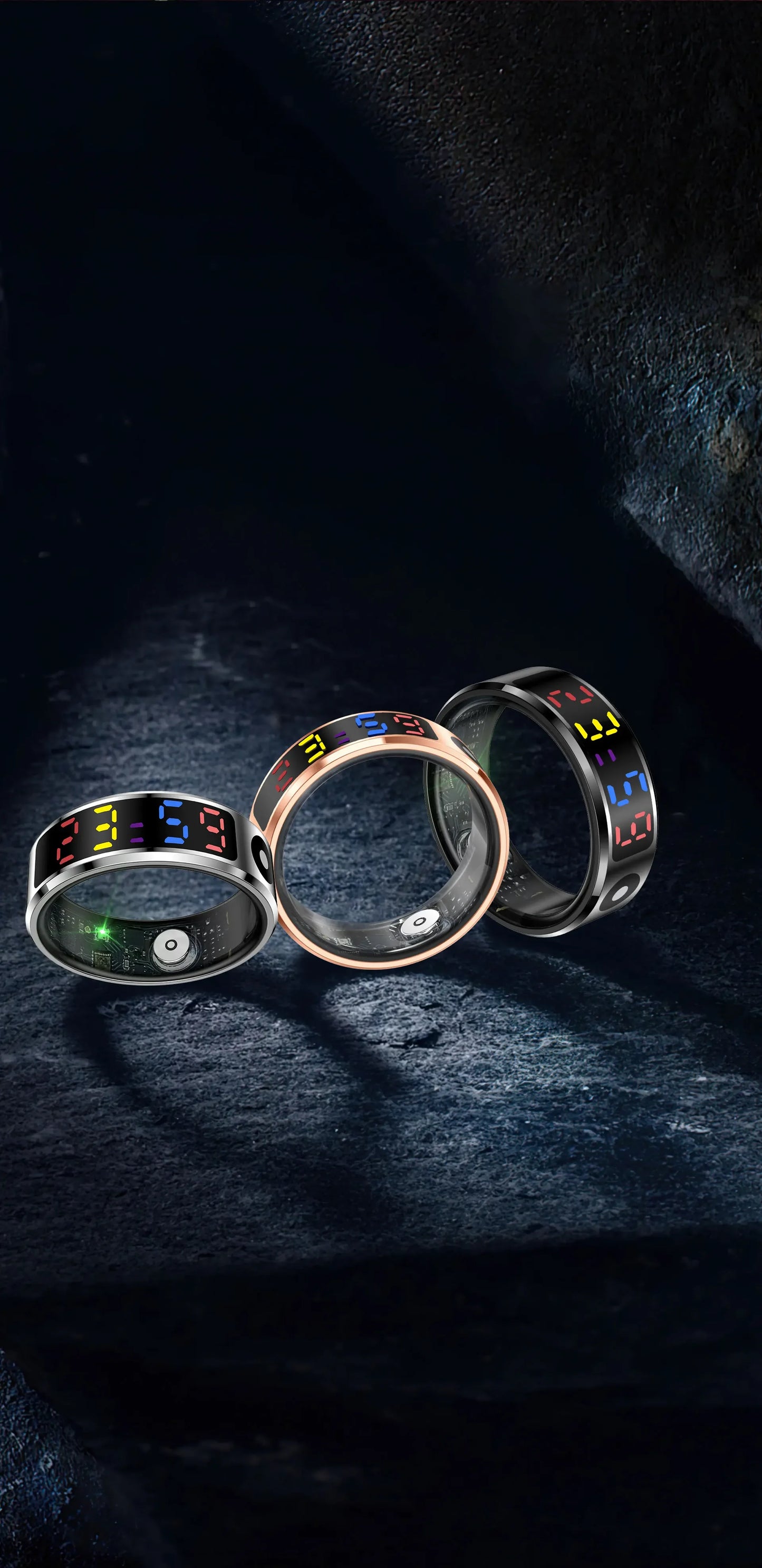 2025 Smart Ring For Men Women Heart Rate Blood Oxygen Health and Sleep Monitor Multi Sport 5ATM Waterproof Ring With LED Display