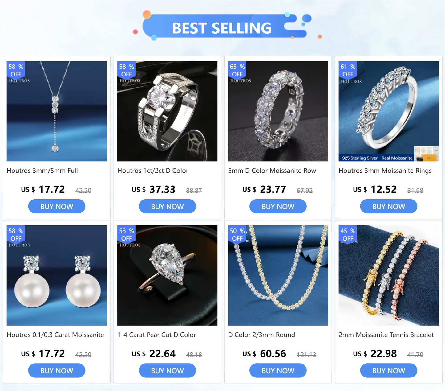 1/2/3/4 Carat Princess Cut Moissanite Engagement Ring with GRA Solitaire Diamond Wedding Promise Bands for Women Fine Jewelry