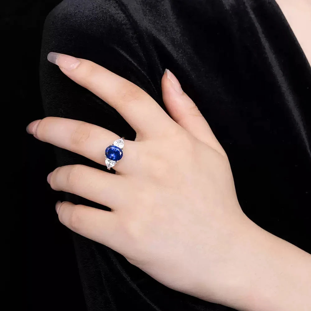 WUIHA Vintage 100% 925 Sterling Silver Lab Sapphire High Carbon Diamonds Gemstone Wedding Engagement Cocktail Ring Fine Jewelry