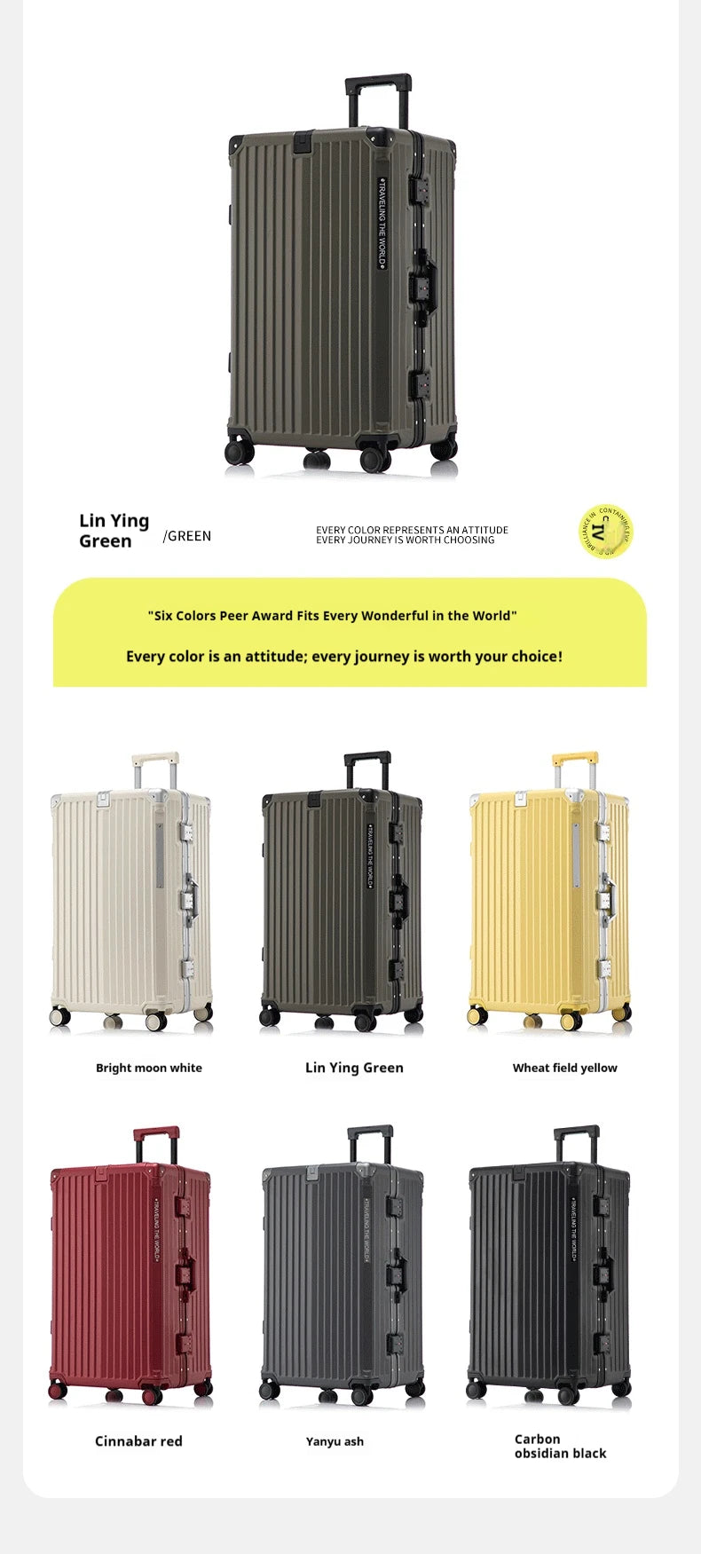 Hard Shell Carry-On Suitcase Rolling Travel Luggage with Spinner Wheels 20 24 26 28 30 Inch Large Capacity Durable Luggage