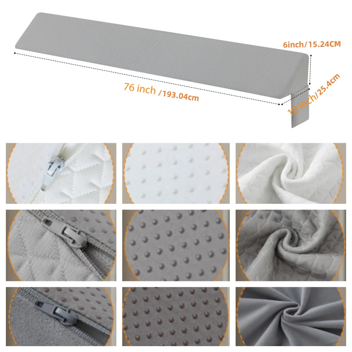 Machine Washable Wedge Pillow Headboard Cushion with Removable Cover - Woven Polyester & Polyurethane Foam Filler, Jacquard Craf