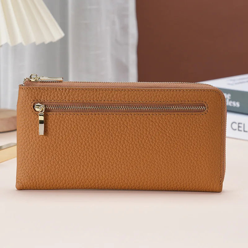 Women's Genuine Leather Long Wallets Cowhide Coin Purse Multi-card  Wallet for Women