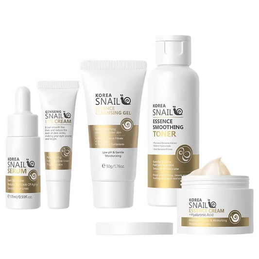 5pcs Snail Collagen Skin Care Kit Moisturising Snail Cleansing Gel, Softening Lotion, Snail Essence, Eye Cream, Snail cream
