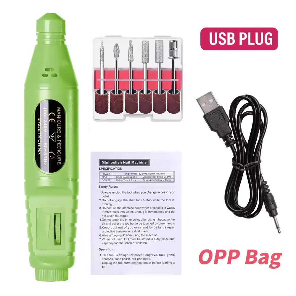 6 In 1 Electric Nail Drills Kit Remove Polisher Manicure Portable Nail File Nail Drill Equipment Pen Tools Machine