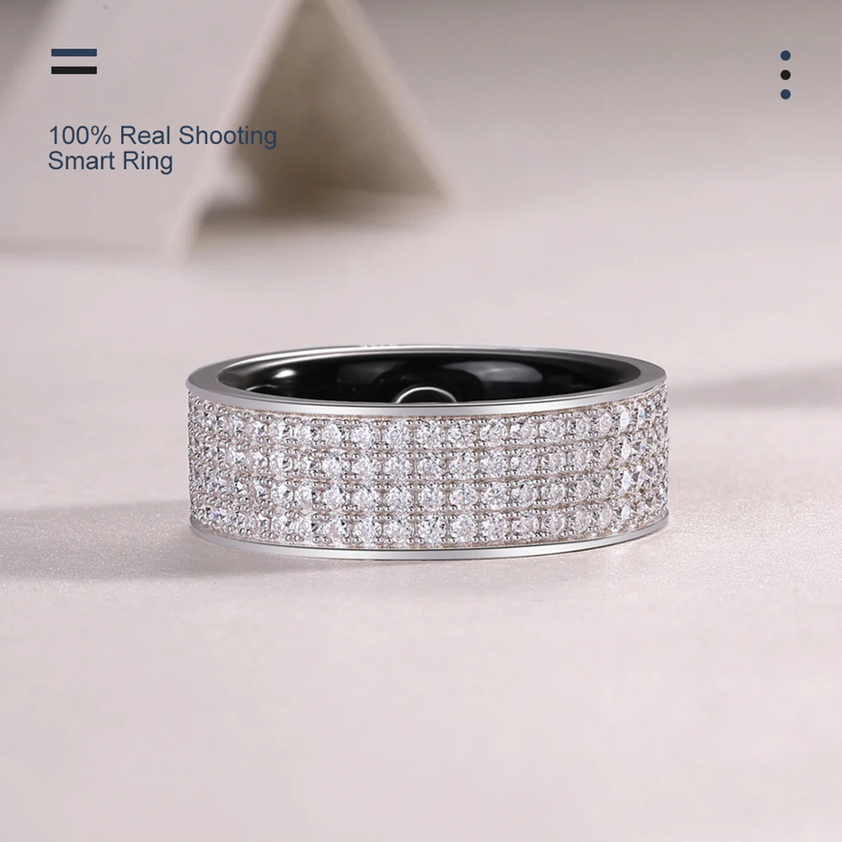 JIUZUAN 925 Sterling Silver Band Moissanite Bluetooth Monitoring Heart Rate Blood Oxygen Healthy Sleep Waterproof Smart Ring