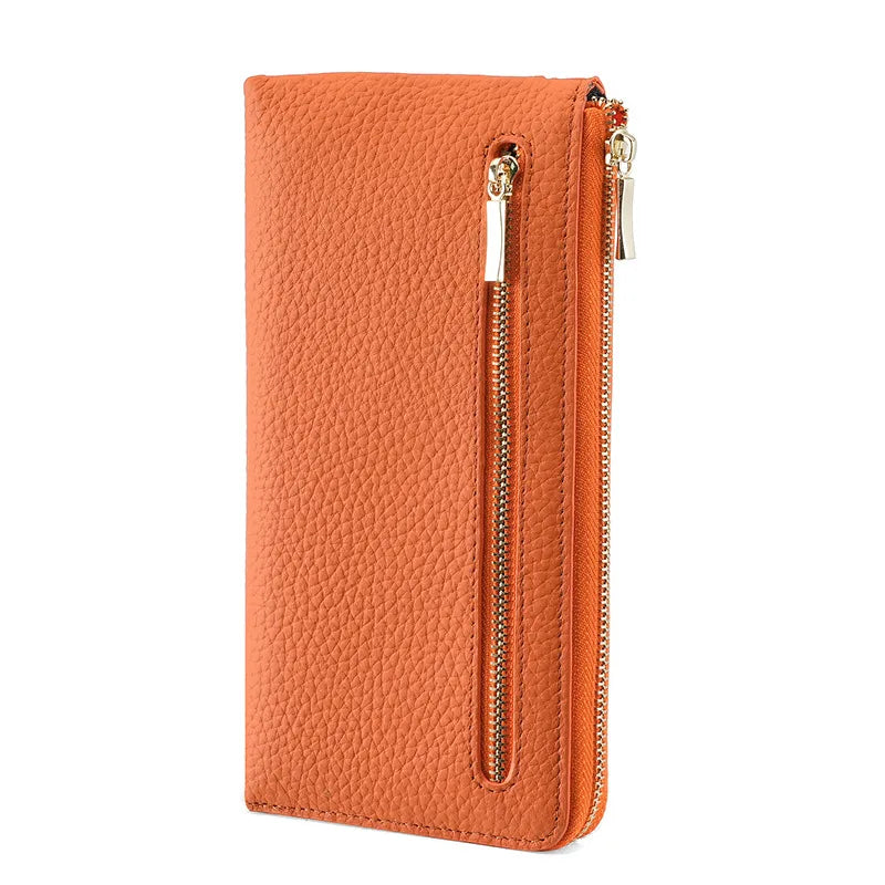 Women's Genuine Leather Long Wallets Cowhide Coin Purse Multi-card  Wallet for Women