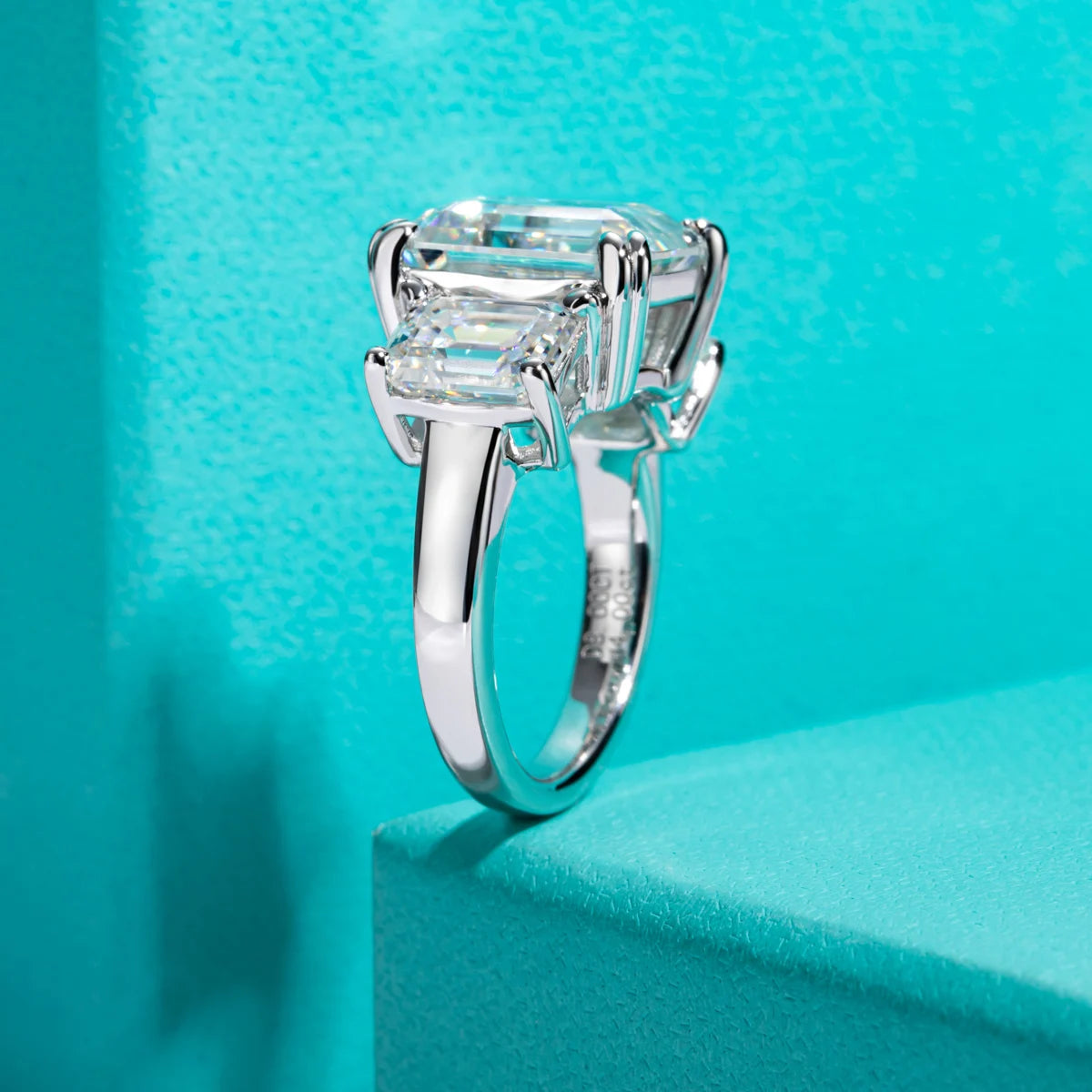 AnuJewel 12cttw Emerald Cut D Color Moissanite Engagement Ring For Women 925 Sterling Silver 3 Stone Ring Jewelry Wholesale