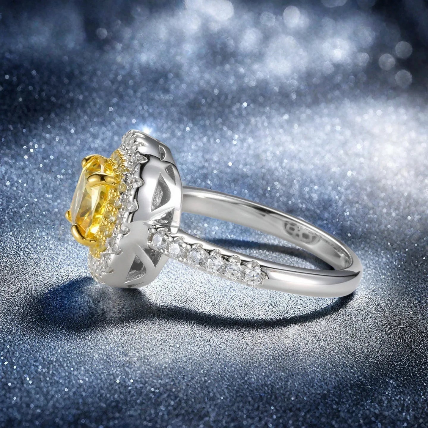 WUIHA 925 Sterling Silver Cushion Cut Lab Sapphire Citrine High Carbon Diamonds Gemstone Wedding Engagement Ring Fine Jewelry