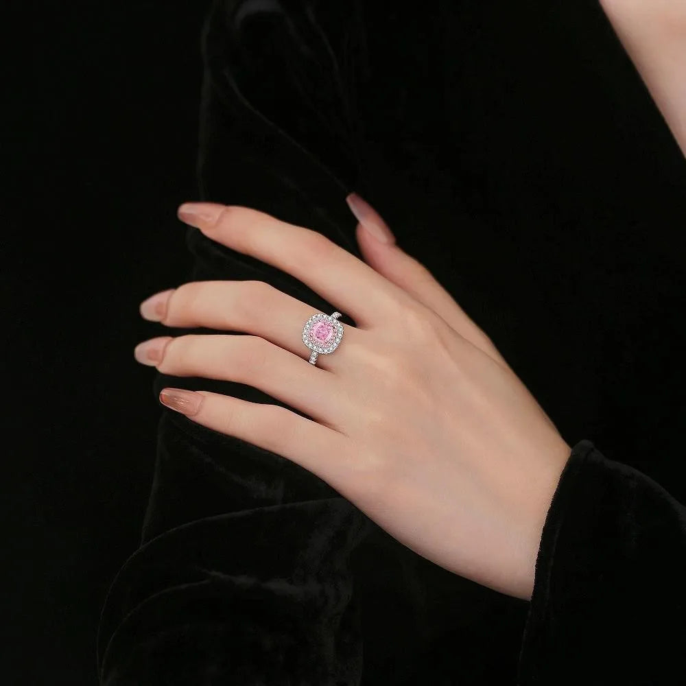 WUIHA 925 Sterling Silver Cushion Cut Lab Sapphire Citrine High Carbon Diamonds Gemstone Wedding Engagement Ring Fine Jewelry