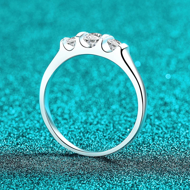 NeeT Full D VVS1 Moissanite Ring for Women 925 Sterling Silver with 18 K Gold Plated Wedding Party Women's Ring Fine Jewelry