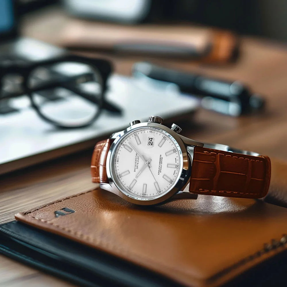 Cinturini per Orologio in Fiore di Pelle di Vitellino con Accessori