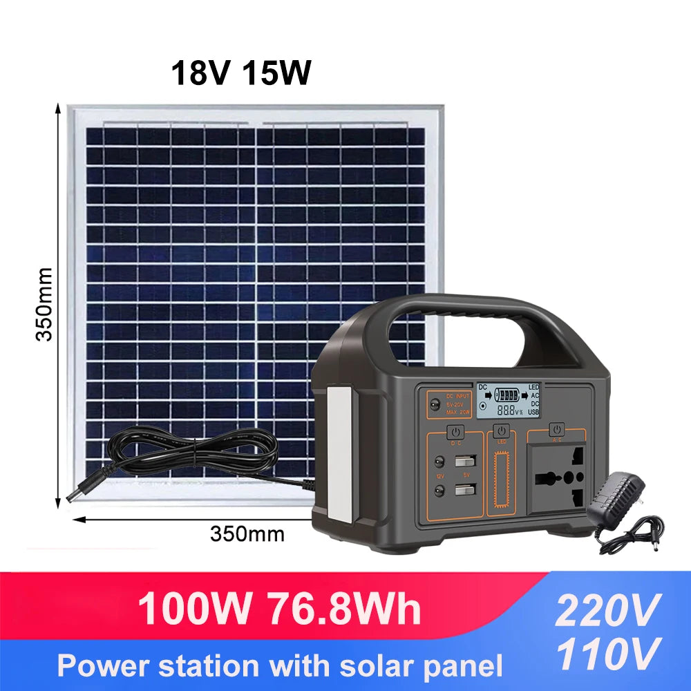 Gaiaray 100W 300W 500W Portable Power Station Pure Sine Wave Solar Generator 110V/220V UPS Camping Charging Station Power Bank