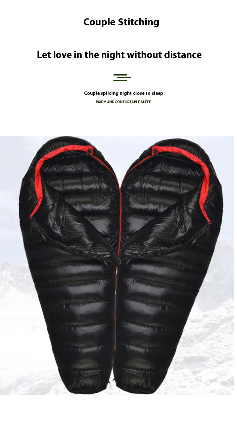 Mummy Goosevelt Sleeping Bag Warm Outdoor Down Sleeping Bag Adult Winter Travel Spliced Double Camping Bedding