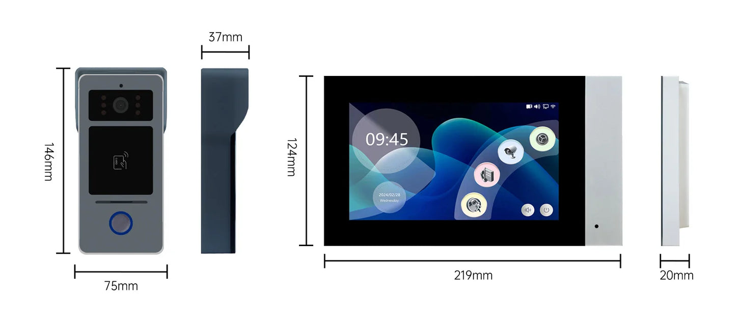 AN 2-Wire 7" Touch Screen Video Intercom Videocitofono WiFi Camera Doorbell Night Vision 1080P RFID Unlock Tuya Smart Home D41