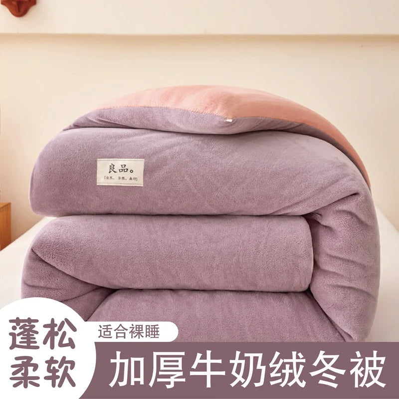 Thicken Lamb Double-faced Velvet Quilt Wool Super Warm Winter Comforter Students Dormitory Luxury Blanket Soft Quilt Duvets