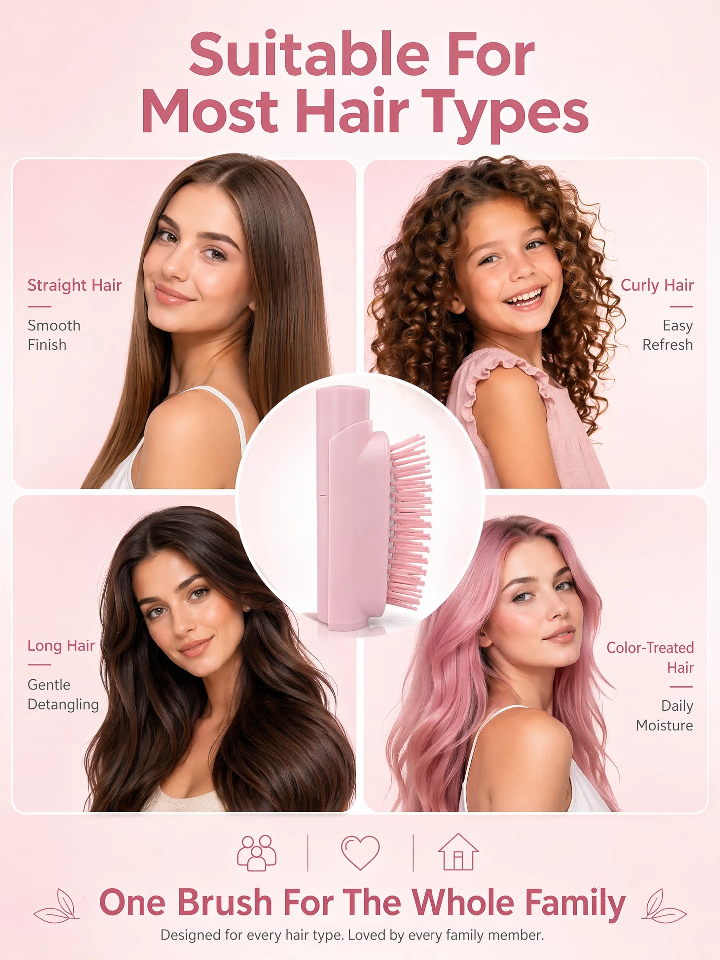 2 In 1 Spray Hair Brush Refillable Water Mist Comb Portable Detangling Scalp Massage Anti Frizz Hair Styling Travel Brush