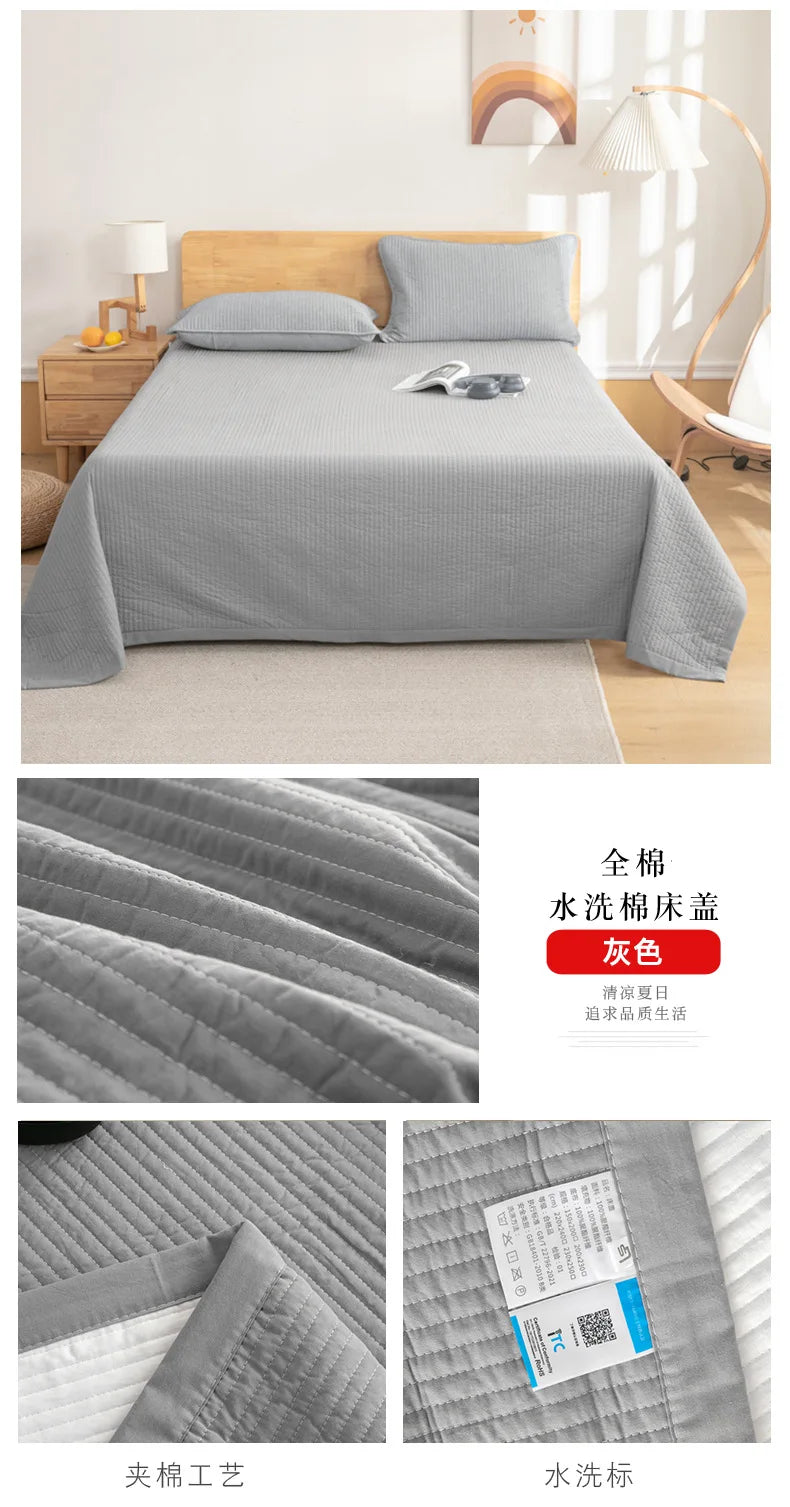 2024 new Class A cotton washed cotton antibacterial padded cotton bed cover thickened sheets breathable and comfortable