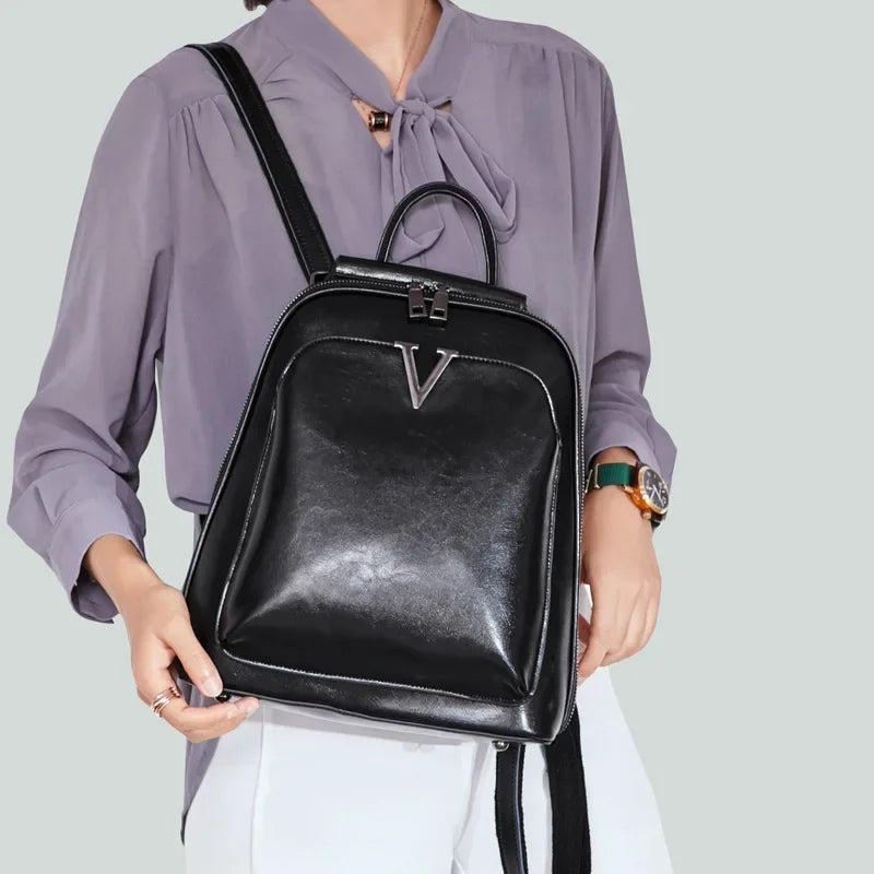 Fashionable High-Quality Leather Women's Backpack Casual Multifunctional Large Capacity Hot Sale Of The Season New Style Double