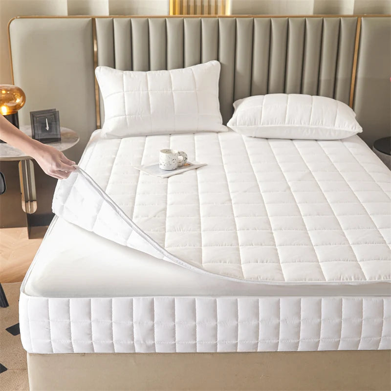 Six Sides All Inclusive Mattress Cover with Zipper Thicken Fitted Sheet Quilted Mattress Protector Pad Couple Customized Size