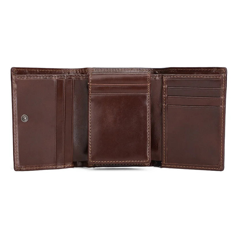 GENODERN Short Trifold Men Wallet with Multi Card Holder Fashion Wallet for Men RFID Blocking Wallet Anti Scanning Leather Purse