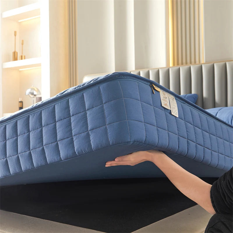 Six Sides All Inclusive Mattress Cover with Zipper Thicken Fitted Sheet Quilted Mattress Protector Pad Couple Customized Size