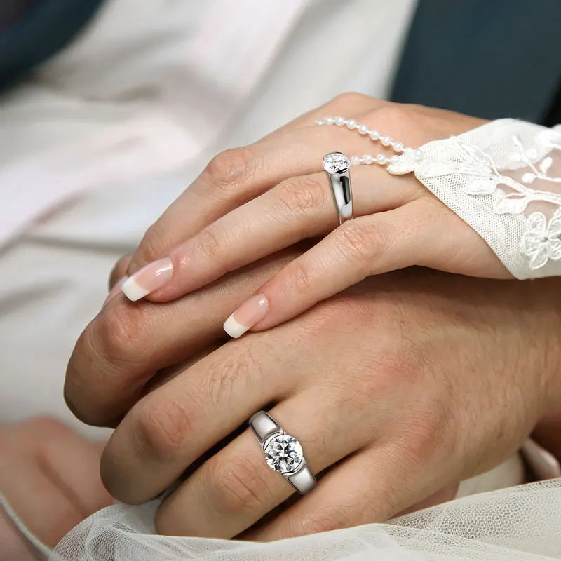 Ehhai GRA Certified 2CT Solitaire Moissanite Lab Diamond Engagement Rings for Women Men 925 Sterling Silver Wedding Jewelry Gift