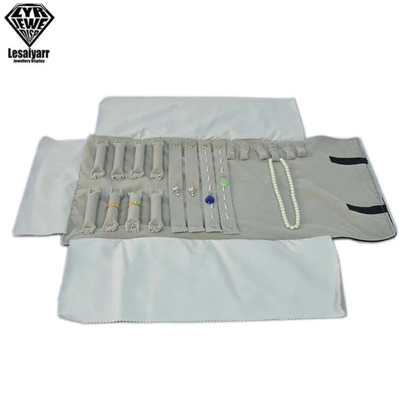 Jewelry Roll Up Bag Organizer Soft Velvet Travel Bags Necklace Earrings Ring Bracelet Carrier Storage Case Bangle Watch Holder