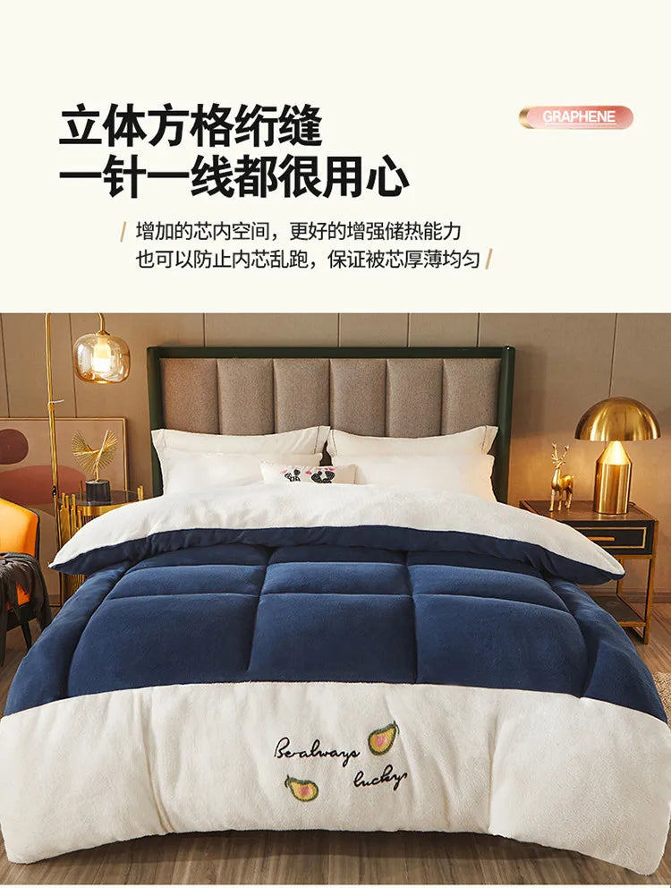 Thicken Lamb Double-faced Velvet Quilt Wool Super Warm Winter Comforter Students Dormitory Luxury Blanket Soft Quilt Duvets
