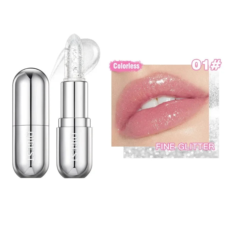 Soft Jelly Lipstick Color Changing Glossy Hydrating Moisturizing Glitter Lip Stick Sparkling Sequins Turning Red Shade Lip Balm