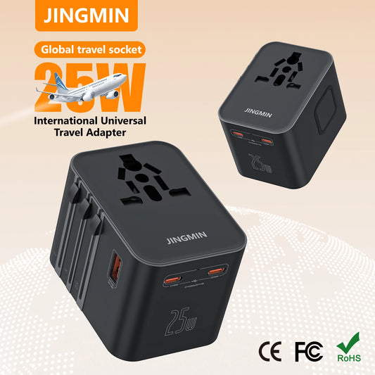 Universal Travel Adapter with 1 USB Ports 2 Type-C PD Charging All-in-Travel Adapter EU/UK/USA/AUS Plug for Travel Fast Charging