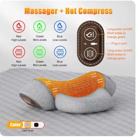 Electric Neck Massager Pillow Cervical Stretcher Heating Vibration Massage Back Traction Orthopedic Sleeping Pillows Support