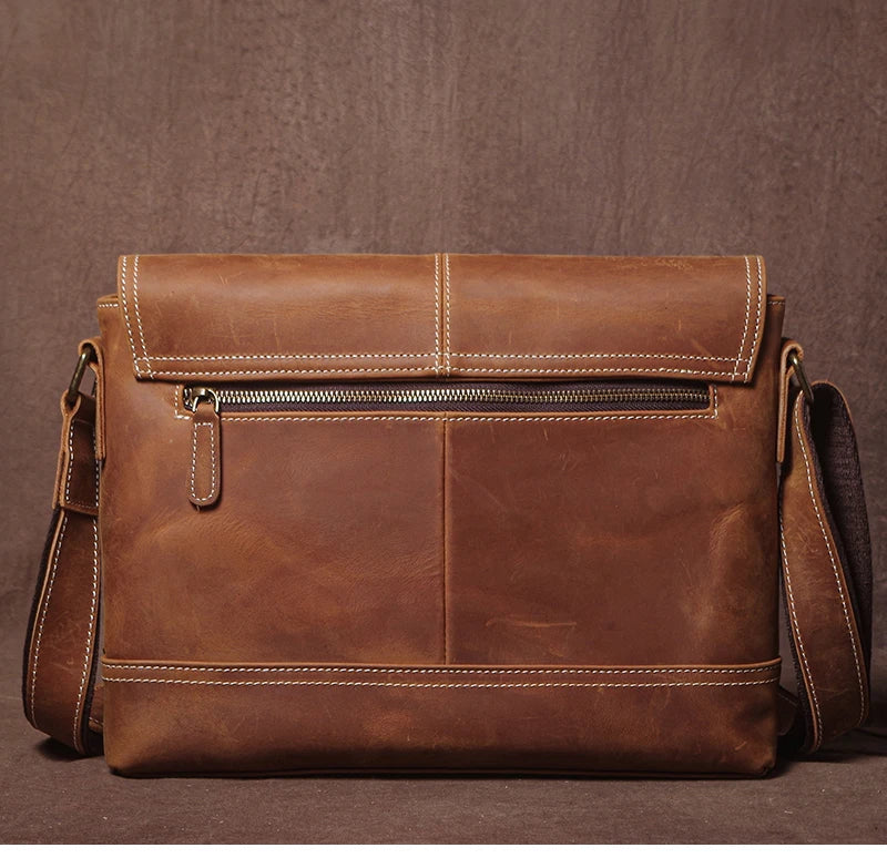 Luxury Design Genuine Leather Shoulder Bag Men's Business Briefcase Natural Cowhide Retro Crossbody Daily Commuter Messenger Bag