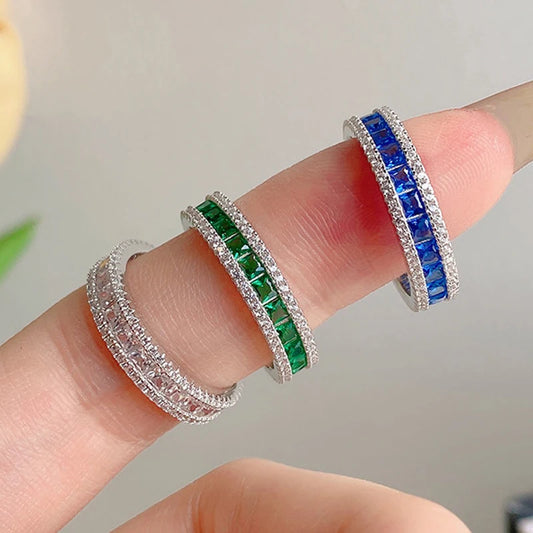 WSHUO Emerald High Carbon Diamond Ring Gemstone Vintage 100% 925 Sterling Silver Wedding Fine Luxury Jewelry for Women Wholesale