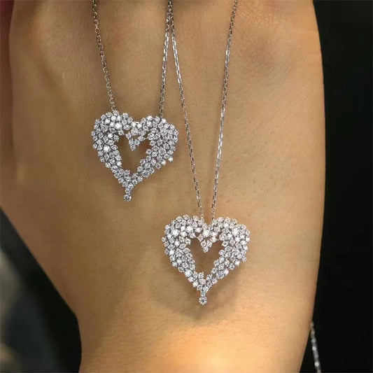 Queen Heart Lab Moissanite Diamond Pendant 100% Real 925 Sterling Silver Wedding Chocker Necklace for Women Engagement Jewelry