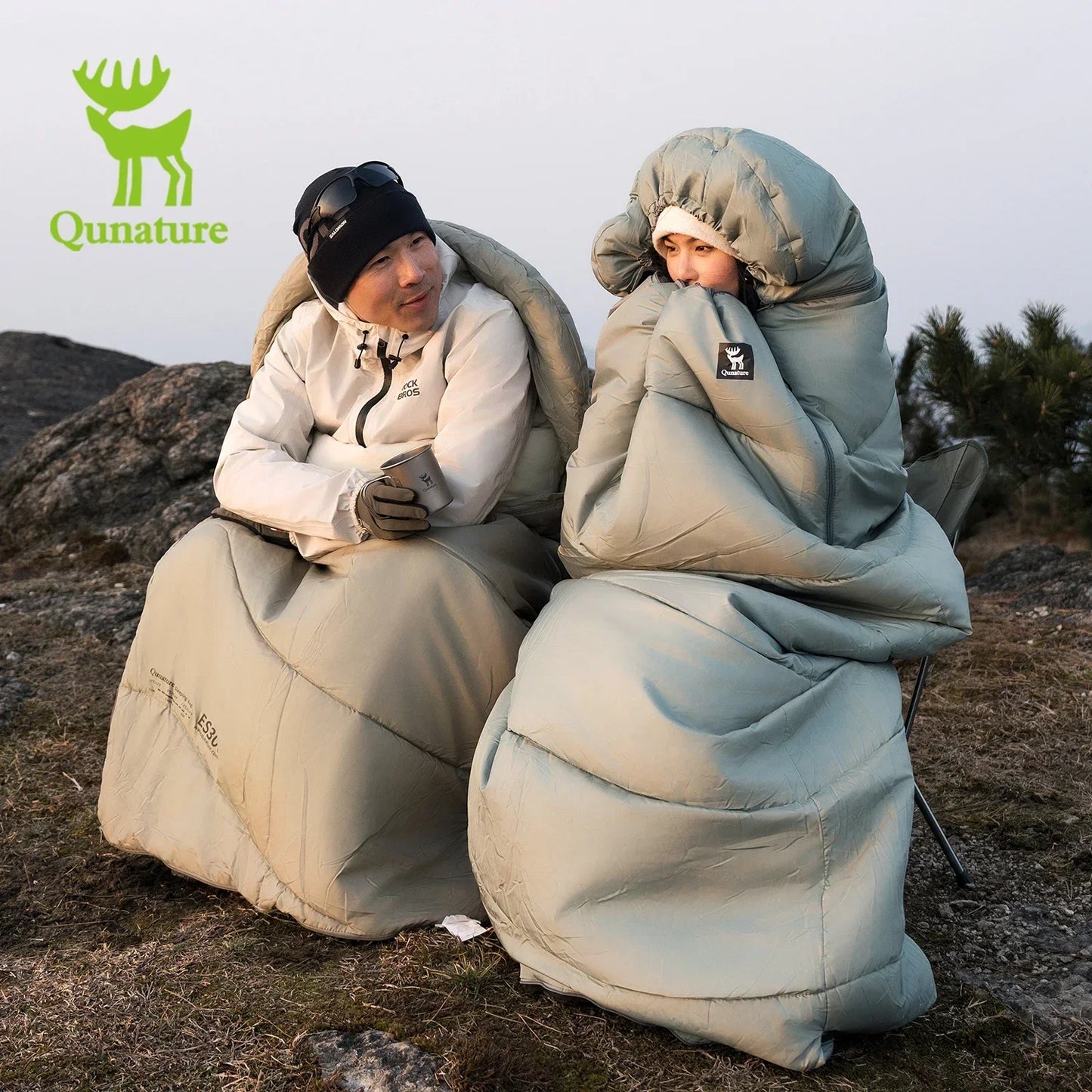 Qunature Sleeping Bag Outdoor Camping Warm Portable Household Cold-Resistant Single Person Splicing Quilt Camping Equipment