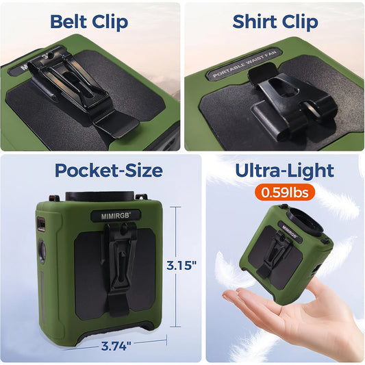 20000mAh Portable Outdoor Waist Fan Hanging Neck Strong Wind LED Lighting Outdoor Emergency Power Supply Suitable Outdoor Work