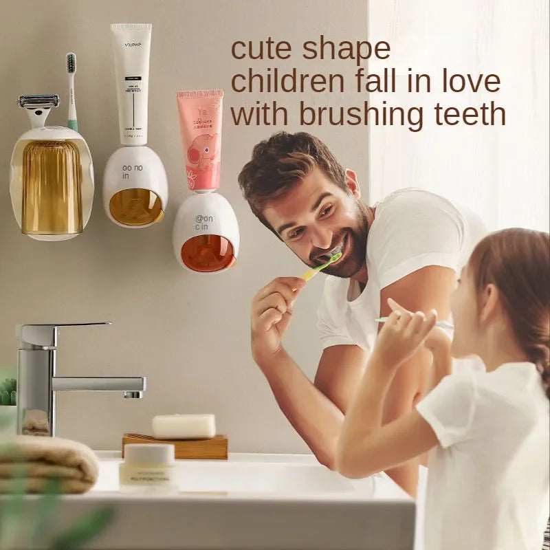 Cartoon Toothpaste Dispenser Automatic Toothpaste Squeezer New Wall-Mount Holder Toothbrush Rack Bathroom Washroom  Accessories