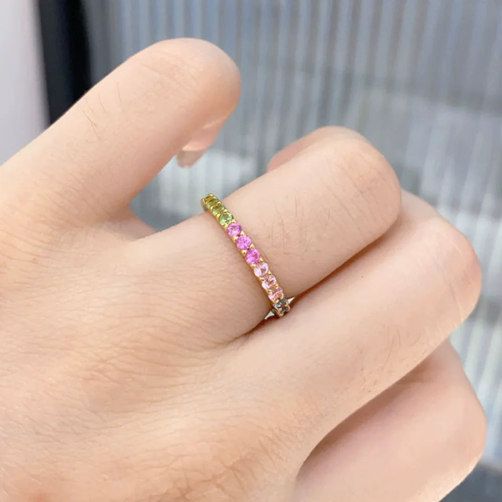 Wong Rain Solid 925 Sterling Silver Colorful  Lab Sapphire Gemstone Row Ring for Women Fine Jewelry Wedding Band Gifts Wholesale