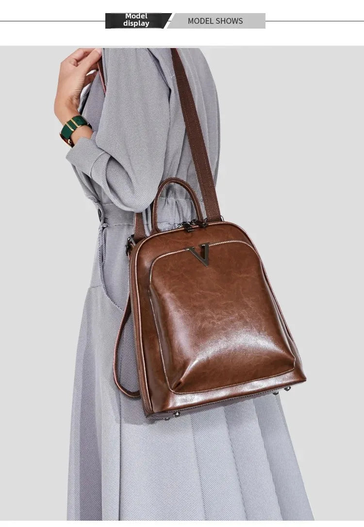 Fashionable High-Quality Leather Women's Backpack Casual Multifunctional Large Capacity Hot Sale Of The Season New Style Double