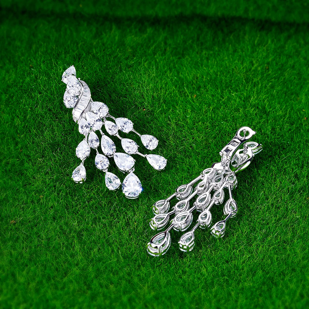 WUIHA Vintage 100% 925 Sterling Silver Lab Sapphire High Carbon Diamonds Wedding Engagement Drop Dangle Earrings Fine Jewelry