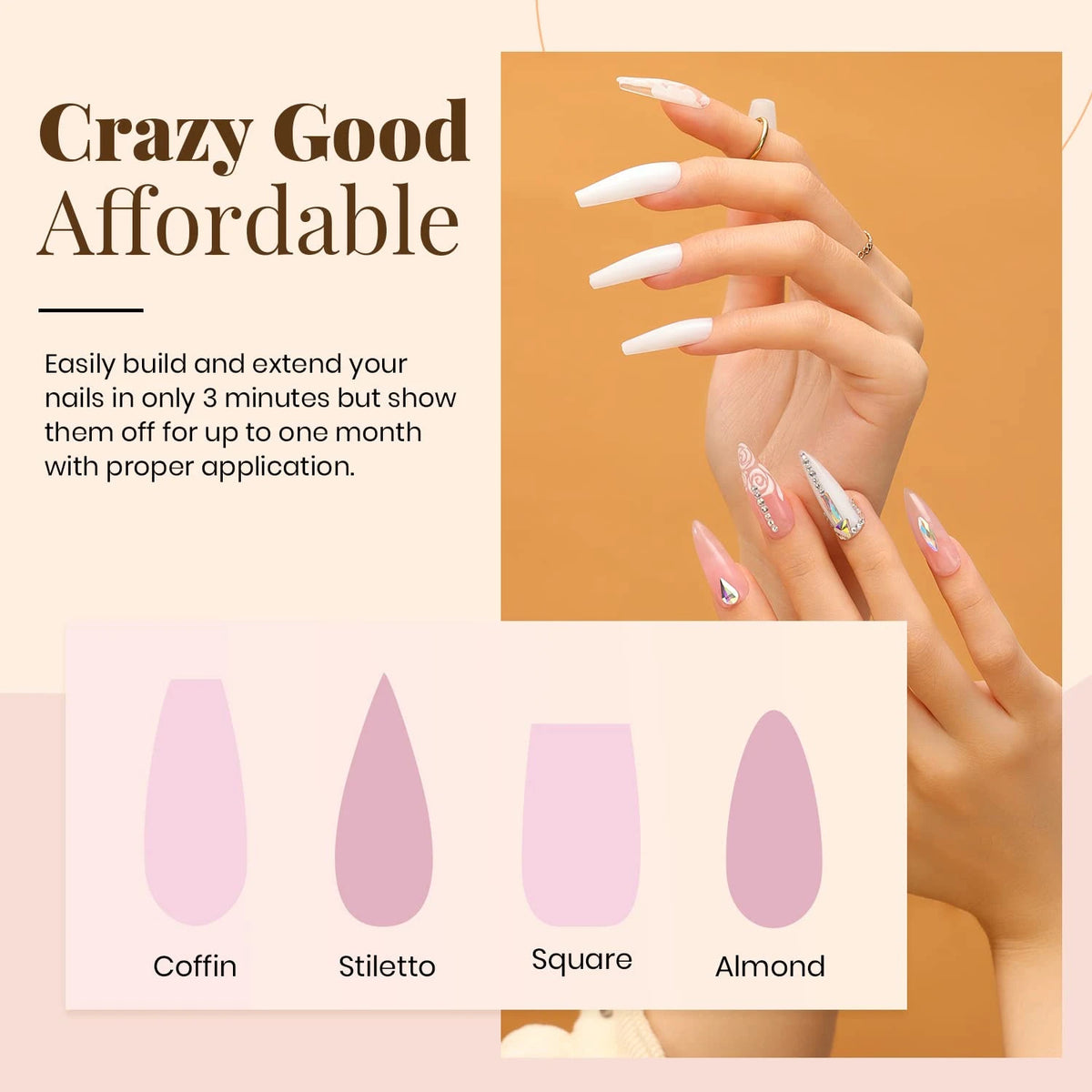 Makartt HEMA-Free Poly Nail Extension Gel 50ml, Hybrid Acrygel Builder Multi-Color, Long-Lasting French Manicure DIY Nail Art
