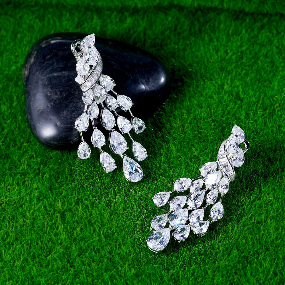 WUIHA Vintage 100% 925 Sterling Silver Lab Sapphire High Carbon Diamonds Wedding Engagement Drop Dangle Earrings Fine Jewelry