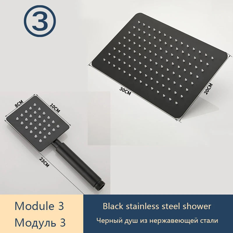 DIY Shower Set Bathroom Shower System Wall Mounted Bathtub Shower Faucet Gray Black Golden White Digital LED Temperature Shower