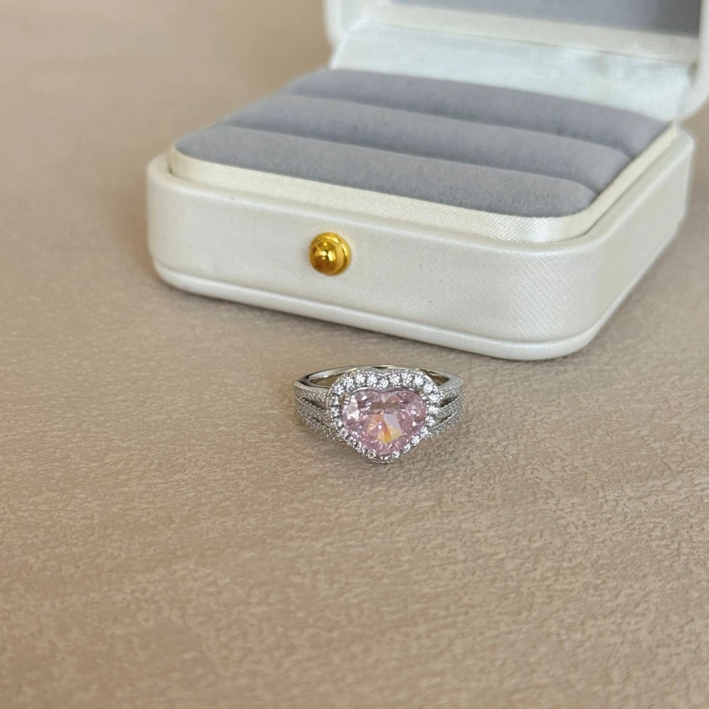 Wong Rain 925 Sterling Silver Heart Cut 8*10MM Lab Sapphire High Carbon Diamond Gems Pendant/Necklace/Earrings/Rings Jewelry Set