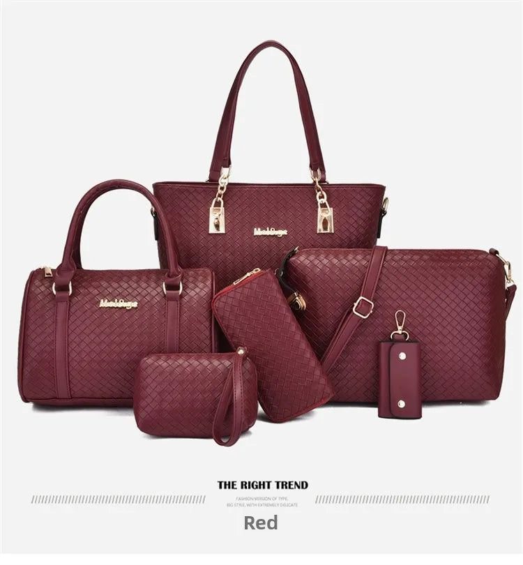 Fashionable Urban Simple Large Capacity Mother-Daughter Shoulder Bag Women's Handbag Set Six Pieces Crossbody Handbag