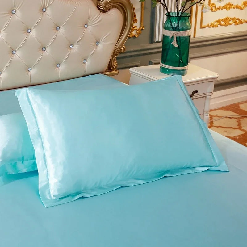 Luxury Silky Smooth Satin Pillowcase Solid Color Envelope Pillow Case Bedding Bedroom Sleep Pillowcover 48x74